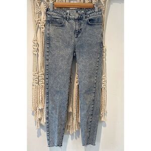 New Look Petite Jenna Skinny Jeans SZ 4 Sun Washed Raw Hem Capsule Wardrobe